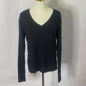 Athleta black vneck moral active pullover women’s Size S athleisure minimalist